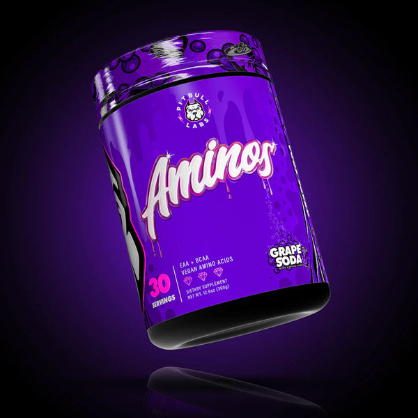 pit bull aminos grape soda container