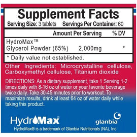 HydroMax (Glycerol Powder) Tablets- 180 count - 0