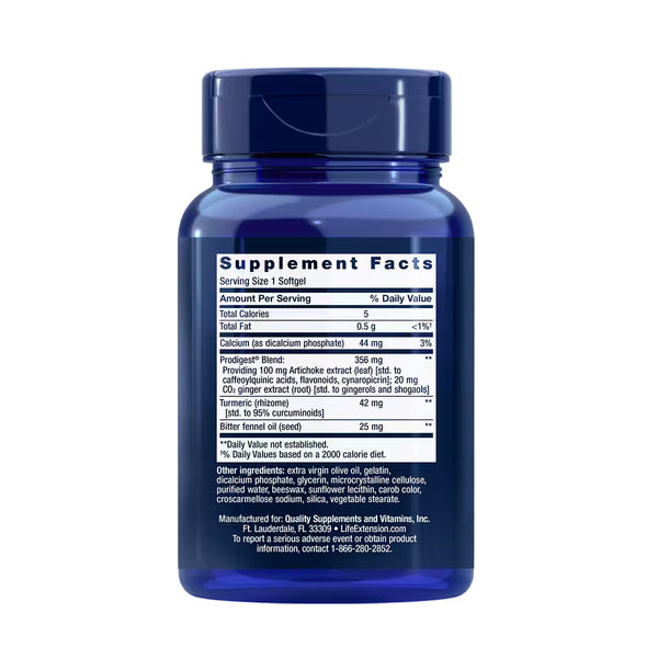 life extension bloat relief soft gels supplement facts