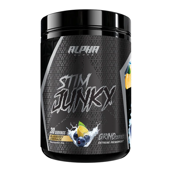 alpha supps stim junky pre workout  blueberry lemonade