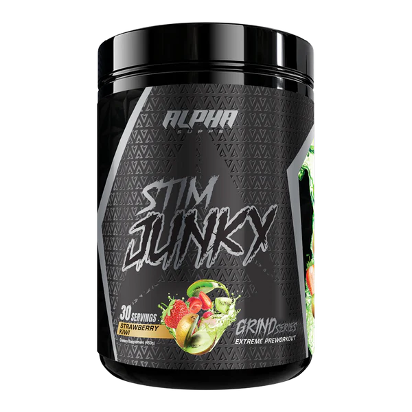 alpha supps stim junky pre workout strawberry kiwi 