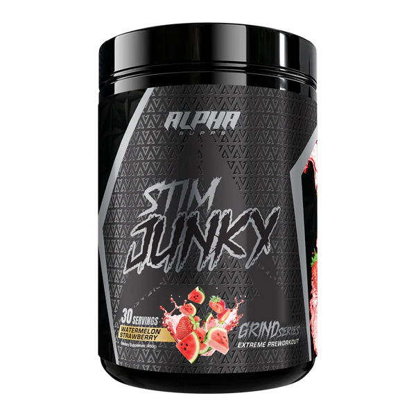 alpha supps stim junky pre workout watermelon strawberry