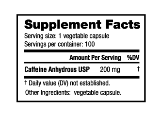 Nutrabio Pure Caffeine Supplement Facts
