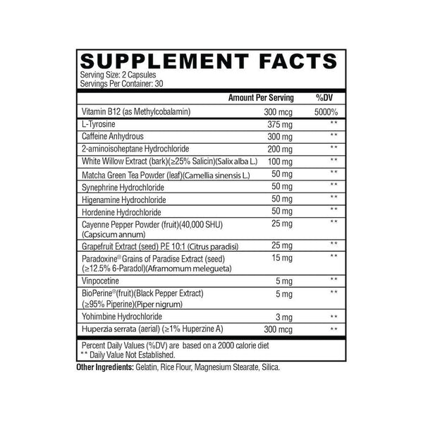 Condemned Labz Arsynist Extreme Fat Burner 60 Capsules Supplement Facts