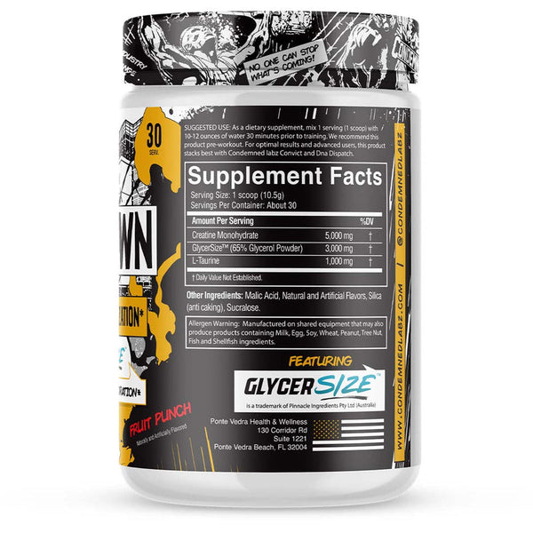 Condemned Labs Locked Down Supplement Facts or Nutrition Facts 30 Servings