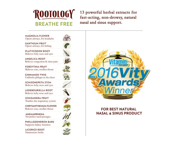 Rootology Breathe Free Bottle 120 Capsules Key Ingredients